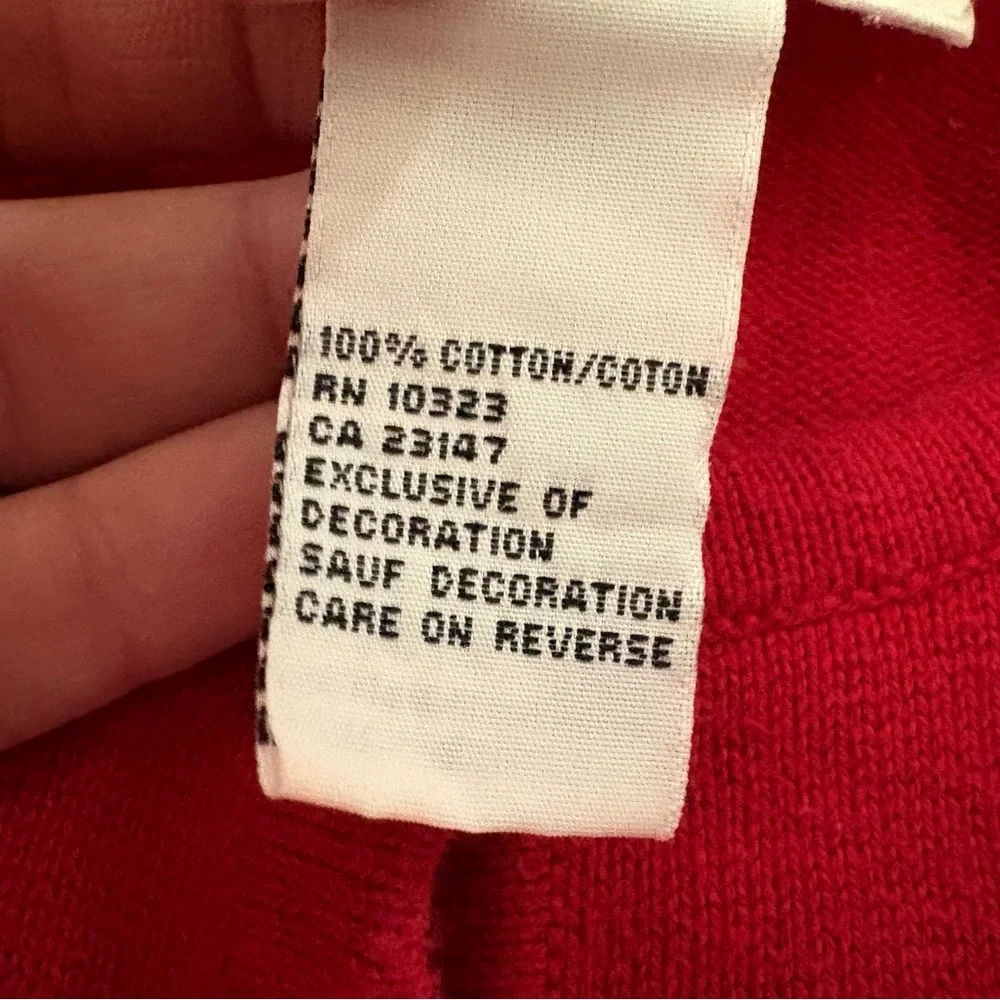 Vintage 90s Talbots Red Dog Appliqué Knit Sweater Cardigan Size M - Picture 4 of 8
